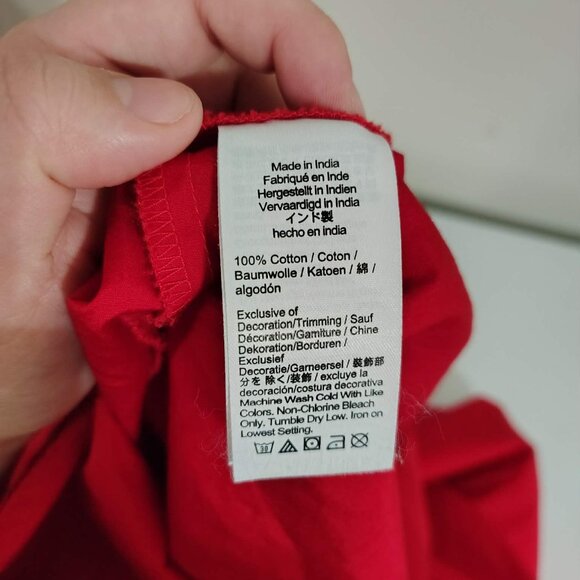 Madewell Poplin Smocked Dress in Red M - Picture 6 of 9